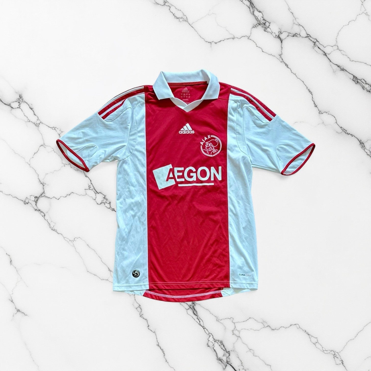 AFC Ajax 2009/2010 Home Shirt Front View Adidas Football Jersey Size S