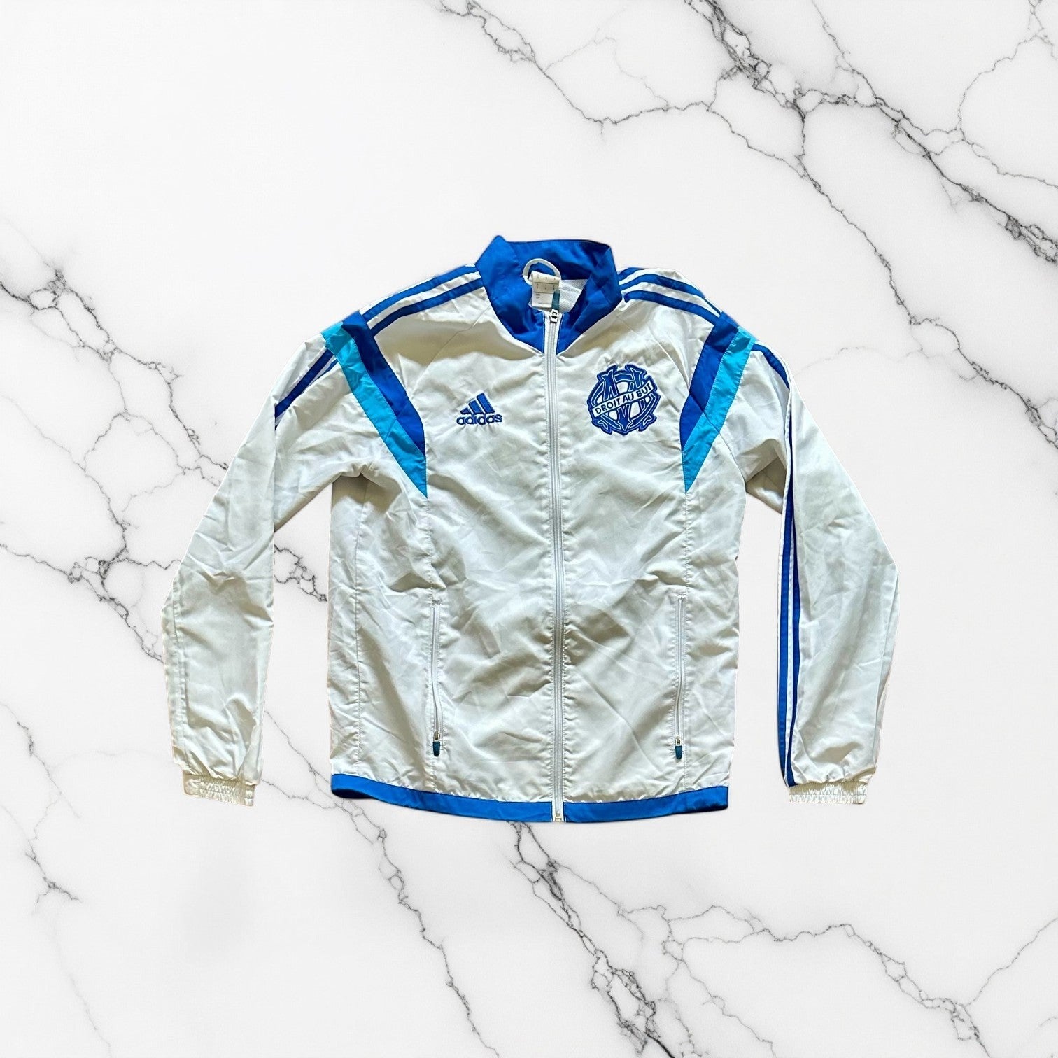 Olympique de Marseille 2014/2015 Track Jacket Front View Adidas Football Jersey Size S